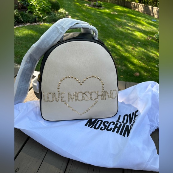 NWT LOVE MOSCHINO TWO TONE GROMMET HEART BACKPACK BAG
